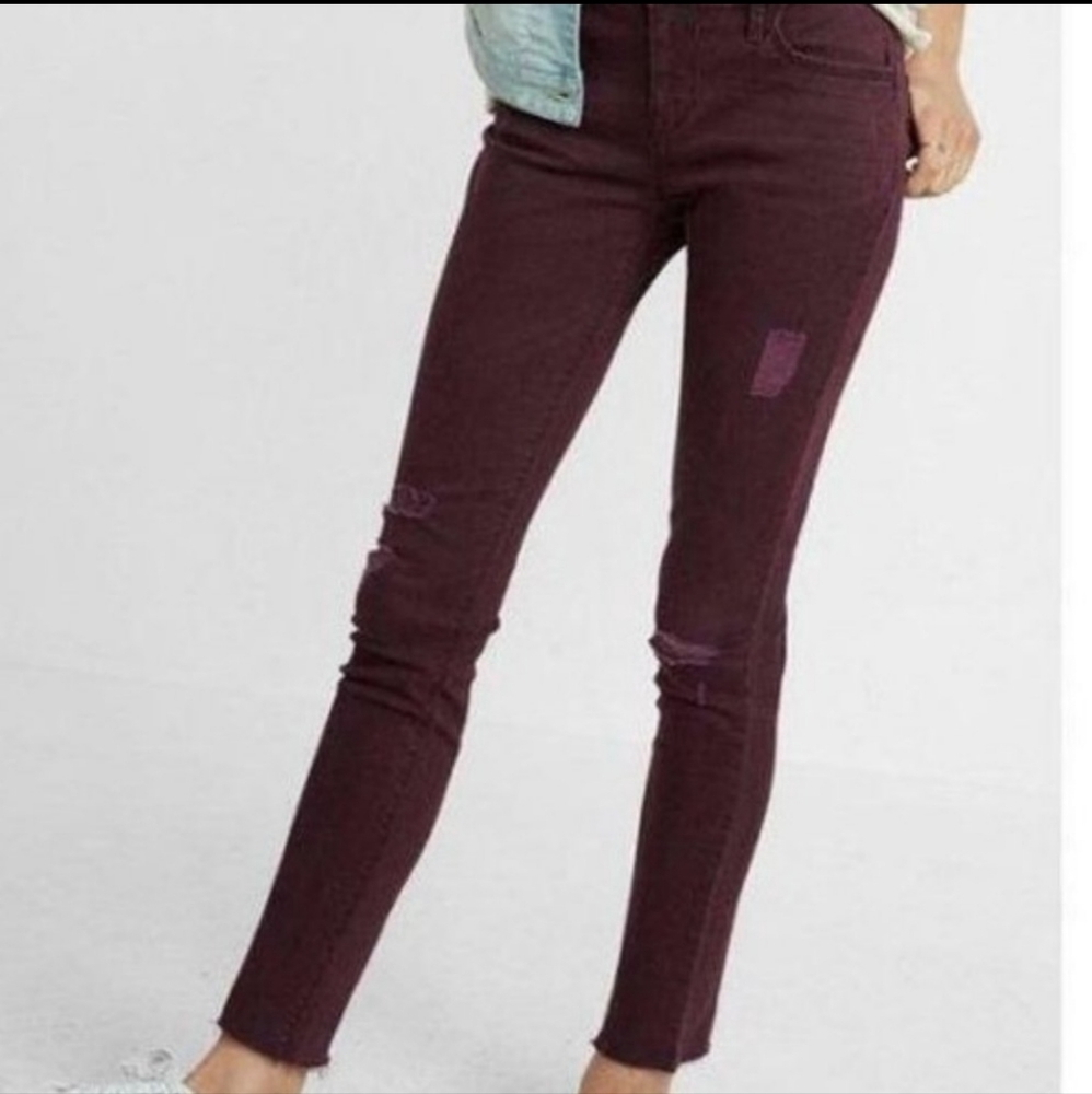 EUC EXPRESS WOMEN Burgundy Midrise Ankle